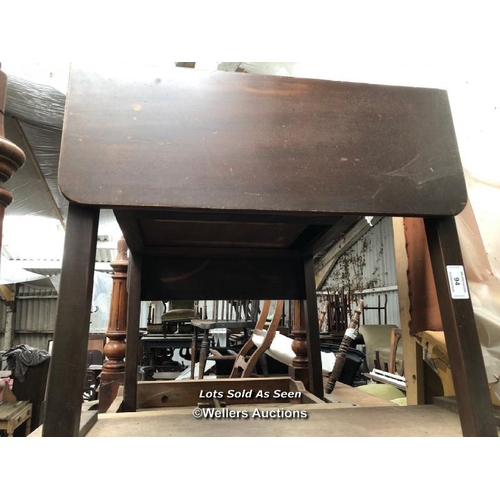 94 - DROP LEAF TABLE WITH TWO DRAWERS, 30 X 61 X 28.5 INCHES, FULLY EXTENDED / LOCATED AT VICTORIA ANTIQU... 