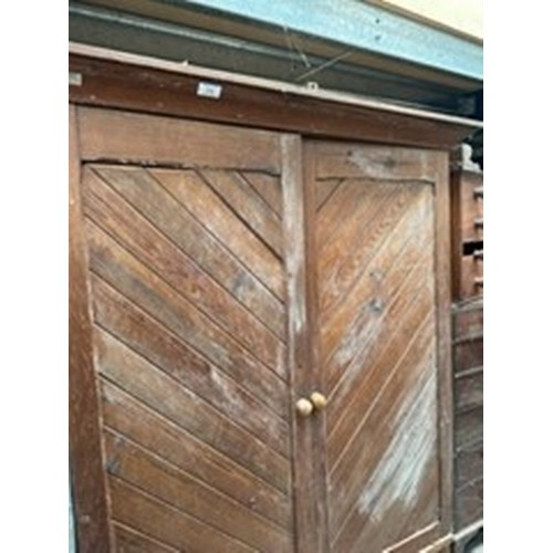 170 - LARGE 2 DOOR PINE WARDROBE / LOCATED AT VICTORIA ANTIQUES, WADEBRIDGE, PL27 7DD