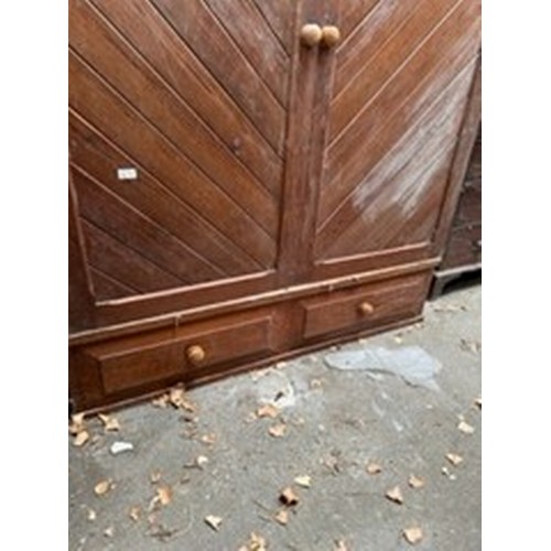 170 - LARGE 2 DOOR PINE WARDROBE / LOCATED AT VICTORIA ANTIQUES, WADEBRIDGE, PL27 7DD