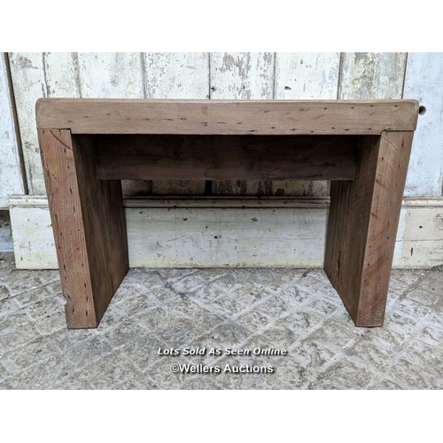 11 - Reclaimed waxed pine seat. 70cm W x 48cm H x 29cm D