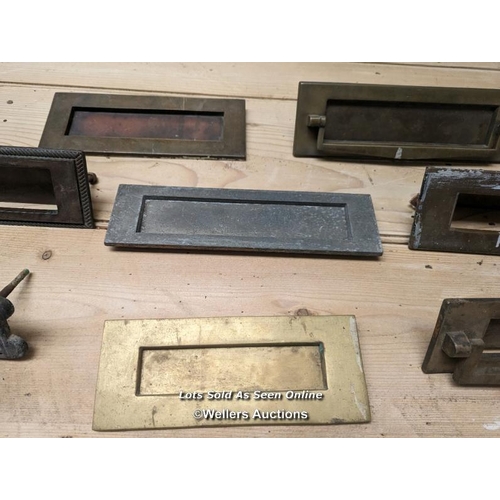 111 - 8 reclaimed brass letterplates, some for restoration