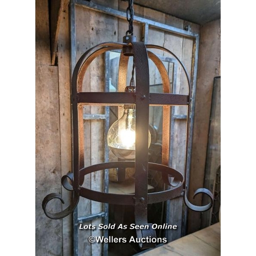 115 - 2 wrought iron Victorian braziers, one converted to a light plus a spare.  Approx 46cm W x 46cm H. N... 