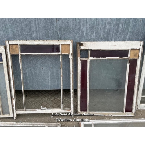 123 - 6 reclaimed pine Victorian windows, without casements. For restoration. Margin light design. Sizes f... 