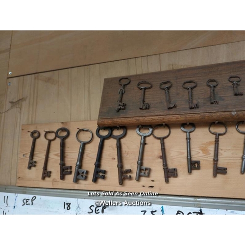 140 - 2 decorative boards with old keys hanging on them