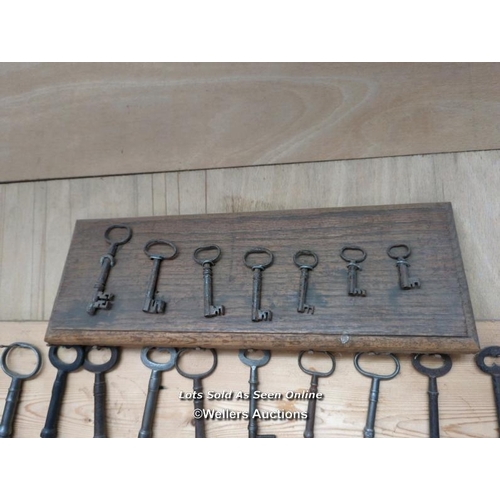 140 - 2 decorative boards with old keys hanging on them