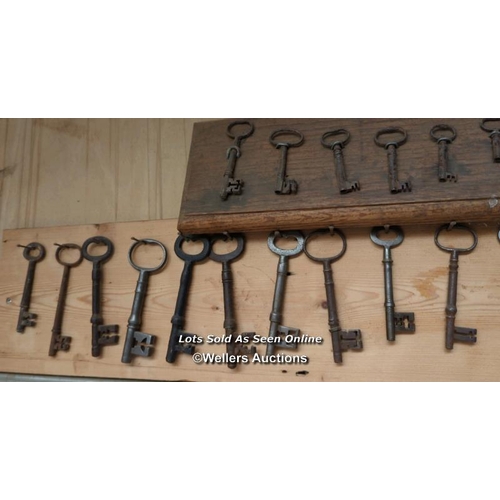 140 - 2 decorative boards with old keys hanging on them