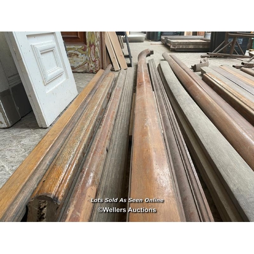 145 - 19 hardwood handrails. Lengths from 133cm to 296cm.