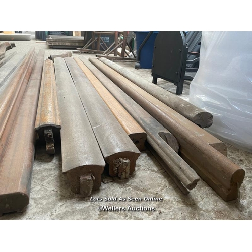 145 - 19 hardwood handrails. Lengths from 133cm to 296cm.