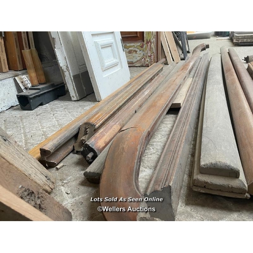 145 - 19 hardwood handrails. Lengths from 133cm to 296cm.