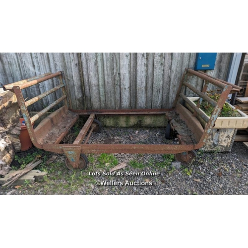 21 - Large railway porters trolley for restoration. Approx 2m long by 1m wide. Was used for moving luggag... 