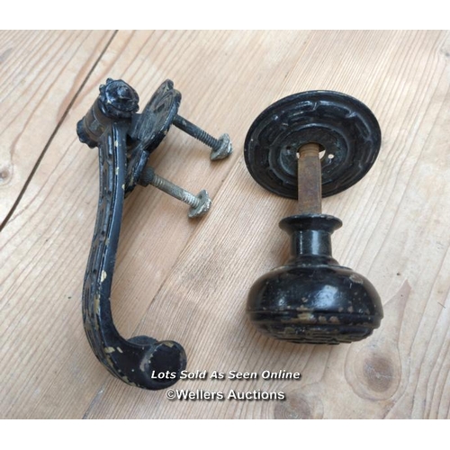 24 - Cast aluminium copies of Victorian door pull and knocker