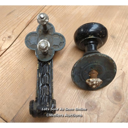 24 - Cast aluminium copies of Victorian door pull and knocker