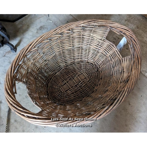 26 - Firebasket, log basket, fire tools and fire guard. Firebasket 41cm x 33cm