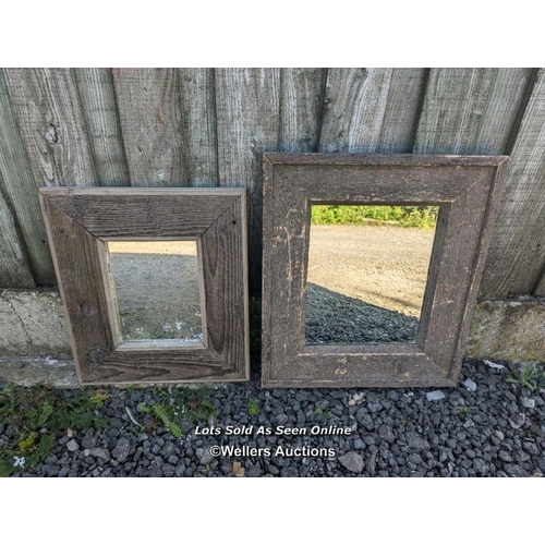 29 - 2 reclaimed and rustic pine mirrors with old mirror glass