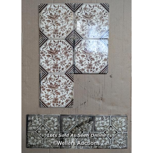 31 - Mixed set of 8 Victorian transfer printed fire tiles, 6