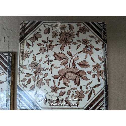 31 - Mixed set of 8 Victorian transfer printed fire tiles, 6