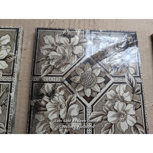 31 - Mixed set of 8 Victorian transfer printed fire tiles, 6