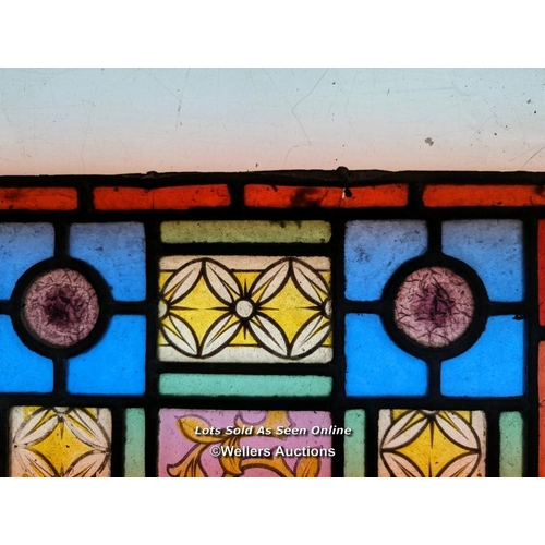 45 - 3 pieces of good Victorian handpainted stained glass panels. Some damage, see photos. Size each 27cm... 