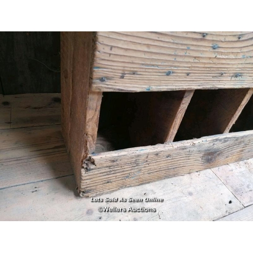 46 - Old pine cigar holder, cubby hole from a tobacconists. 36 spaces. 170cm H x 65cm W x 21cm D