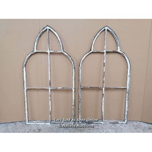 50 - 2 Cast iron Victorian gothic windows for restoration or re-use. C1870. 122cm H x 64cm W each