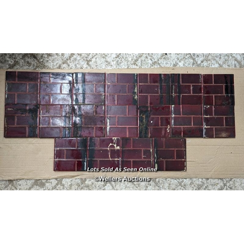 52 - 18 Red Edwardian brick tiles from a fireplace