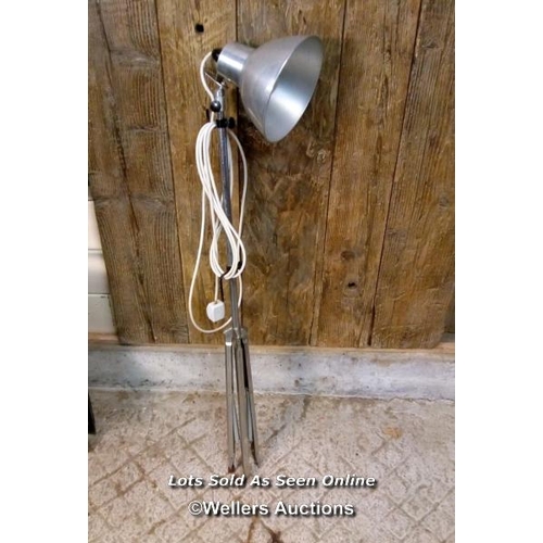 55 - 1950's standing lamp. Aluminium. Works but untested. Will need pat testing. Adjustable. 193cm max he... 