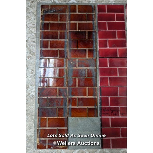 61 - Mixed batch of 22 red/brown Edwardian brick fireplace or hearth tiles. 6