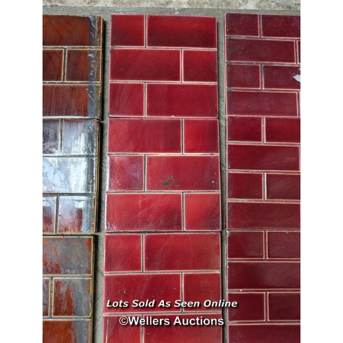 61 - Mixed batch of 22 red/brown Edwardian brick fireplace or hearth tiles. 6