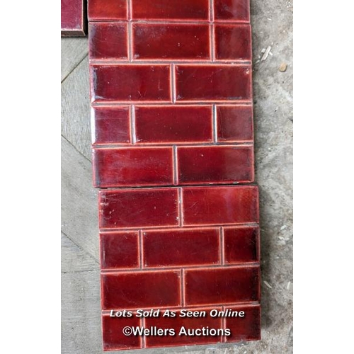 61 - Mixed batch of 22 red/brown Edwardian brick fireplace or hearth tiles. 6