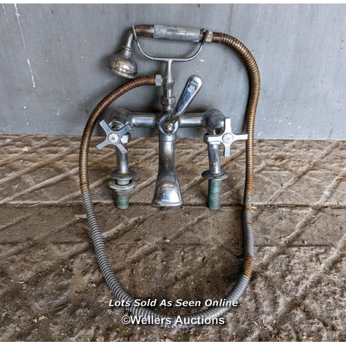 73 - Set of Edwardian Chrome mixer taps for restoration. Distance centre to centre of pipes is 20.5cm