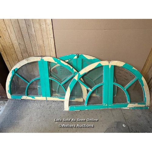 75 - 3 semicircular pine windows/overlights or for use as one large circular window or reuse as mirrors. ... 