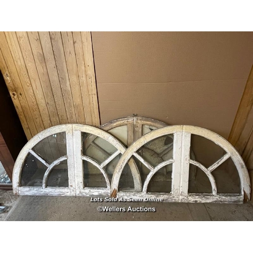 75 - 3 semicircular pine windows/overlights or for use as one large circular window or reuse as mirrors. ... 