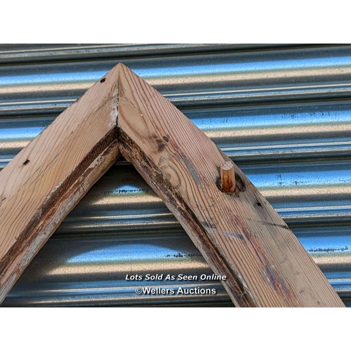 80 - A pair of pine Gothic Victorian lancet windows. Sanded back to bare wood. Size 244cm x 45cm W. For g... 