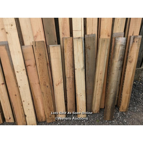 81 - Reclaimed pine. 10m2 parcel of wood. Cut from Victorian joists. Many have 'wattle and daub' lines on... 