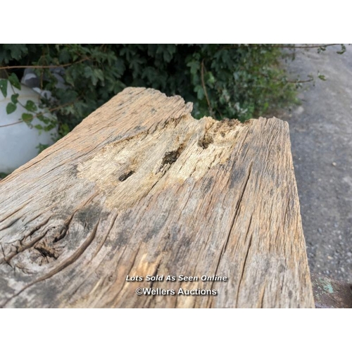 89 - Oak slab from staircase to exterior of Tower of London removed during renovations in 2012. Holes hel... 