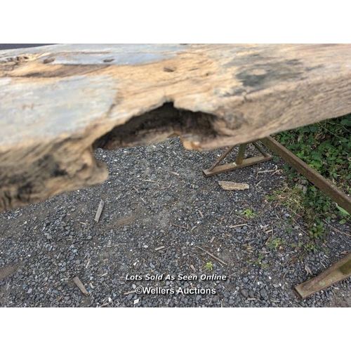 89 - Oak slab from staircase to exterior of Tower of London removed during renovations in 2012. Holes hel... 