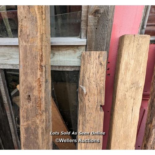 92 - 8 solid oak reclaimed beams for decorative use or over a woodburner/stove. Longest 149cm. Shortest 1... 