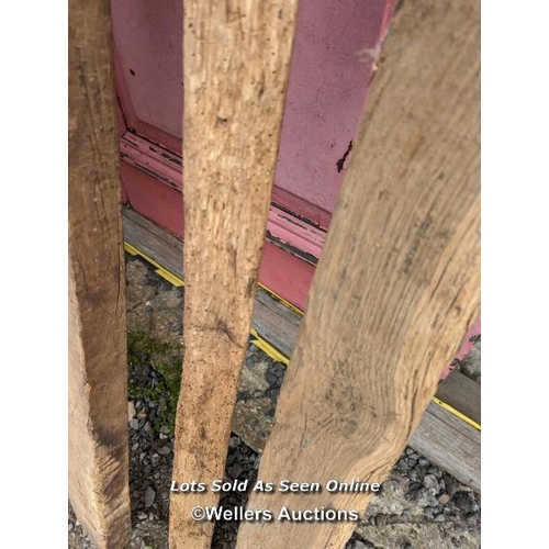 92 - 8 solid oak reclaimed beams for decorative use or over a woodburner/stove. Longest 149cm. Shortest 1... 