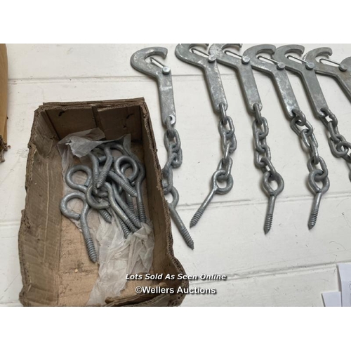 164 - 8 safety gate hook on chain and eye and 3 gate bolts