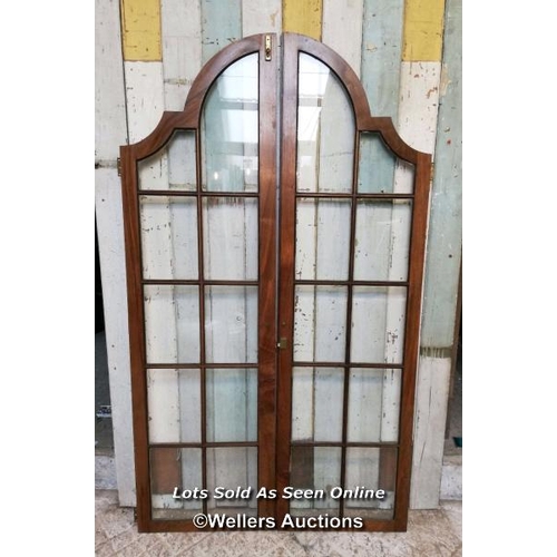 181 - 2 pairs of mahoganny/hardwood glazed arched doors. Some minor age and damage to the doors. 108cm x 1... 