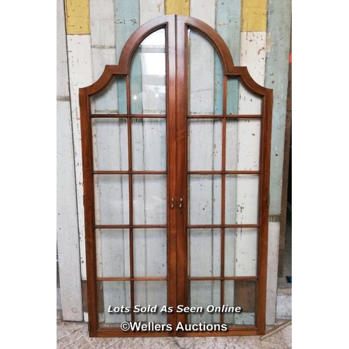 181 - 2 pairs of mahoganny/hardwood glazed arched doors. Some minor age and damage to the doors. 108cm x 1... 