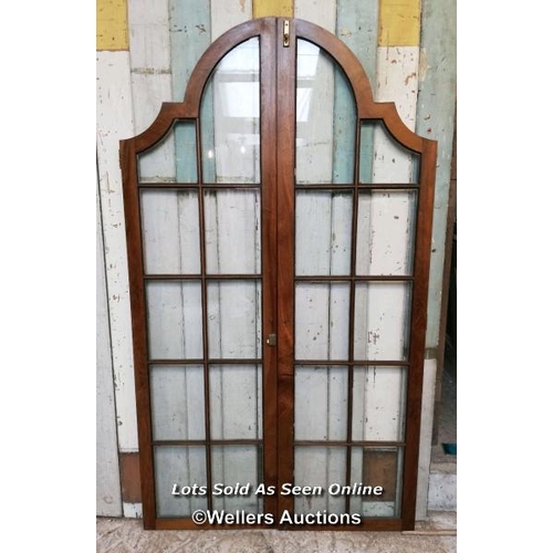 181 - 2 pairs of mahoganny/hardwood glazed arched doors. Some minor age and damage to the doors. 108cm x 1... 