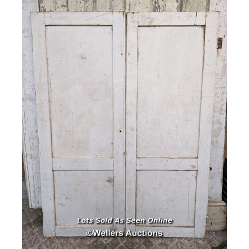 182 - Pair of painted pine cupboard doors 113cm wide when doors together and 148cm tall