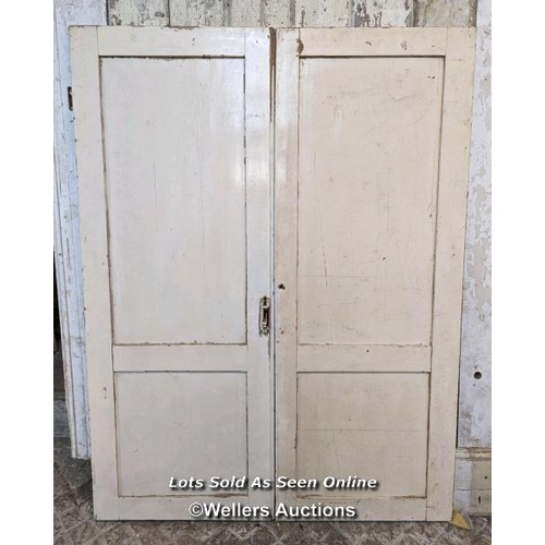 182 - Pair of painted pine cupboard doors 113cm wide when doors together and 148cm tall