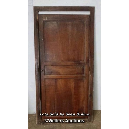 192 - Victorian french cherrywood cupboard door and frame. Some evidence of woodworm 92cm x 184cm x 2.5cm