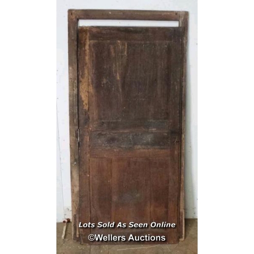 192 - Victorian french cherrywood cupboard door and frame. Some evidence of woodworm 92cm x 184cm x 2.5cm