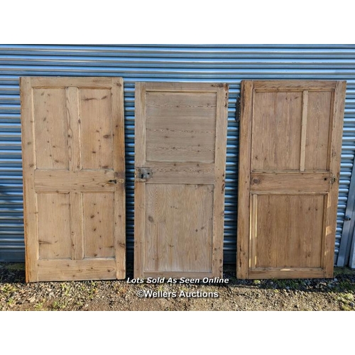 193 - 3 Georgian pine doors, all stripped pine, sizes 81cm x 166cm, 75cm x 164cm, 82cm x 165cm