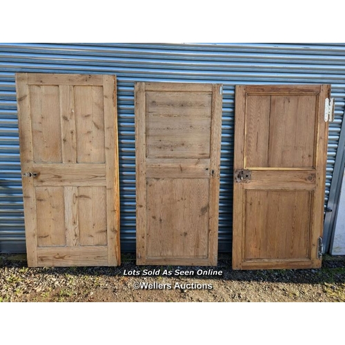 193 - 3 Georgian pine doors, all stripped pine, sizes 81cm x 166cm, 75cm x 164cm, 82cm x 165cm