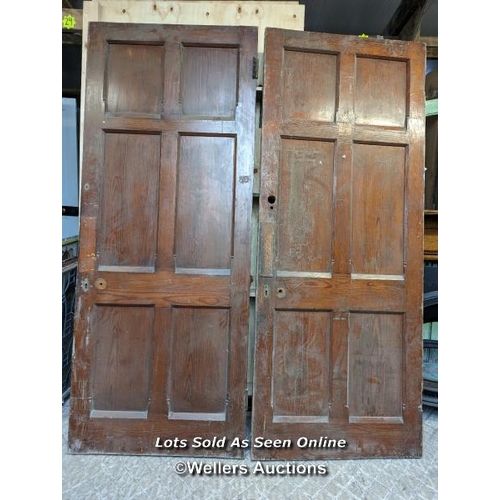 201 - 2 similar 6 panel pine doors.  1 solid pine, 1 pine and oak.  Ex Sotherby headquarters in Billingshu... 