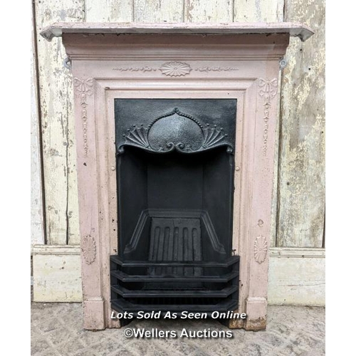 208 - Edwardian painted cast iron bedroom combination fireplace.  Complete.  74cm W x 92cm T, body 61cm wi... 